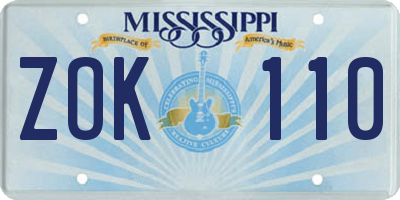 MS license plate ZOK110