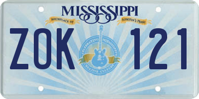 MS license plate ZOK121