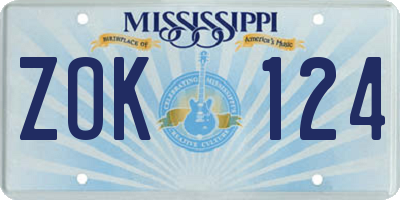 MS license plate ZOK124