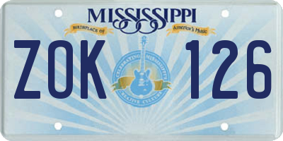 MS license plate ZOK126