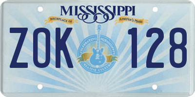 MS license plate ZOK128