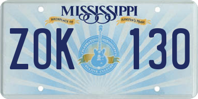 MS license plate ZOK130