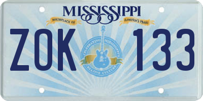 MS license plate ZOK133