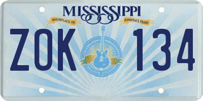 MS license plate ZOK134