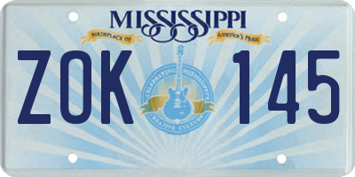 MS license plate ZOK145