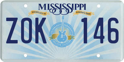 MS license plate ZOK146