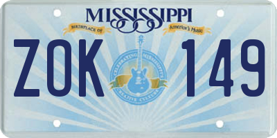 MS license plate ZOK149