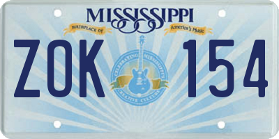 MS license plate ZOK154