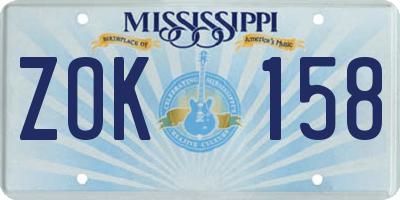 MS license plate ZOK158