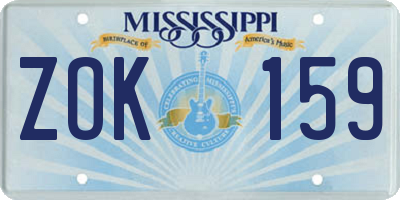 MS license plate ZOK159