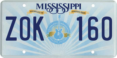 MS license plate ZOK160