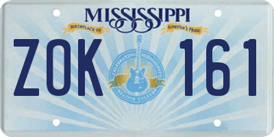 MS license plate ZOK161