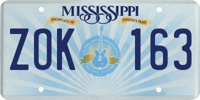 MS license plate ZOK163