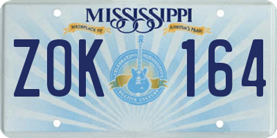 MS license plate ZOK164