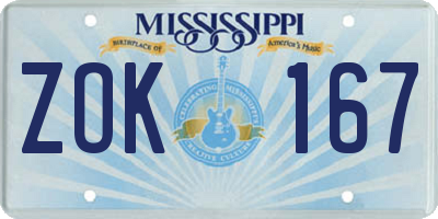 MS license plate ZOK167