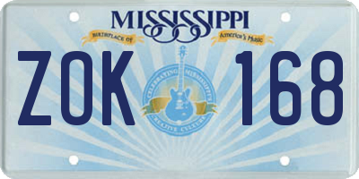MS license plate ZOK168