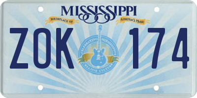 MS license plate ZOK174
