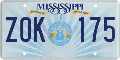 MS license plate ZOK175