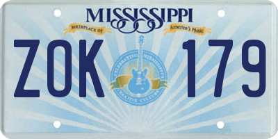 MS license plate ZOK179