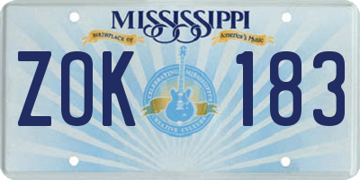 MS license plate ZOK183