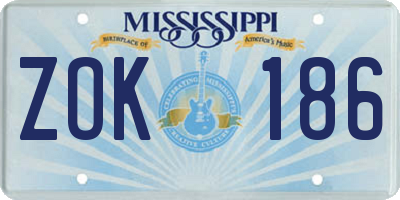 MS license plate ZOK186