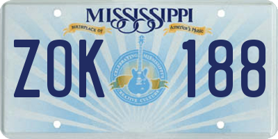 MS license plate ZOK188