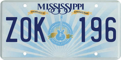 MS license plate ZOK196