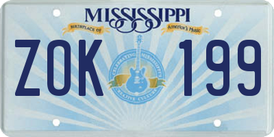 MS license plate ZOK199