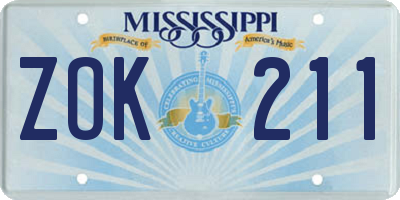 MS license plate ZOK211