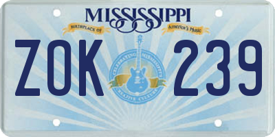 MS license plate ZOK239