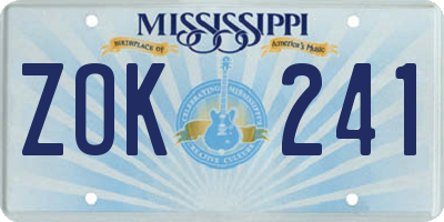 MS license plate ZOK241
