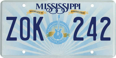 MS license plate ZOK242