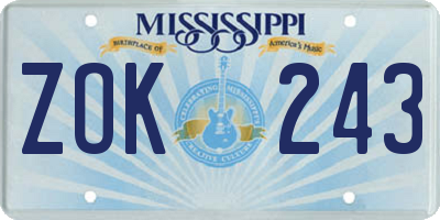MS license plate ZOK243