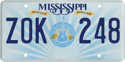 MS license plate ZOK248