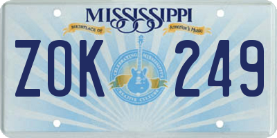 MS license plate ZOK249