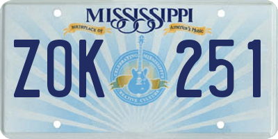 MS license plate ZOK251
