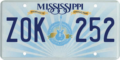 MS license plate ZOK252