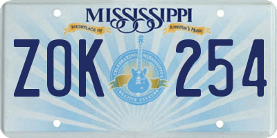 MS license plate ZOK254