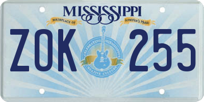 MS license plate ZOK255