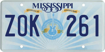 MS license plate ZOK261
