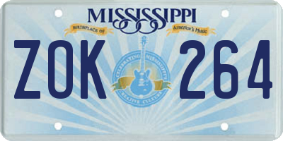 MS license plate ZOK264