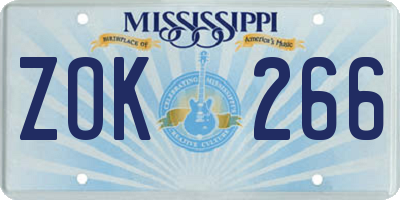 MS license plate ZOK266