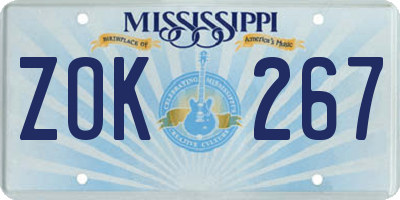 MS license plate ZOK267