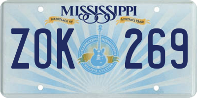 MS license plate ZOK269