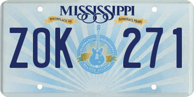 MS license plate ZOK271