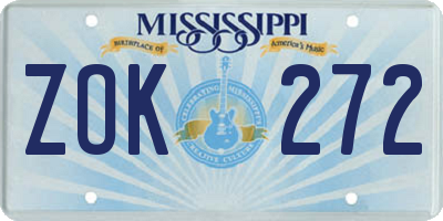 MS license plate ZOK272