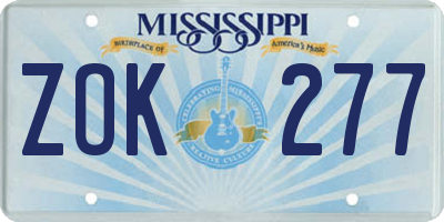 MS license plate ZOK277
