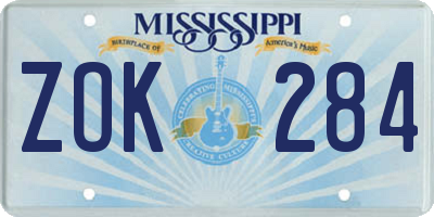MS license plate ZOK284
