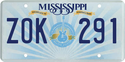 MS license plate ZOK291