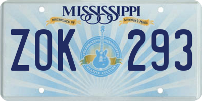 MS license plate ZOK293